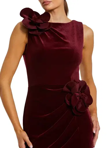 Mac Duggal Women's Floral Appliqué Velvet Column Gown | Thumbnail 3 Mac Duggal Women's Floral Appliqué Velvet Column Gown | Thumbnail 3