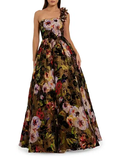 Mac Duggal Women's Floral Organza Gown - Black Multi - Size 14 | Thumbnail 1