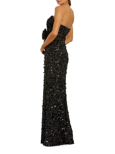 Mac Duggal Women's Bandeau Sequined Column Gown - Black - Size 14 | Thumbnail 2