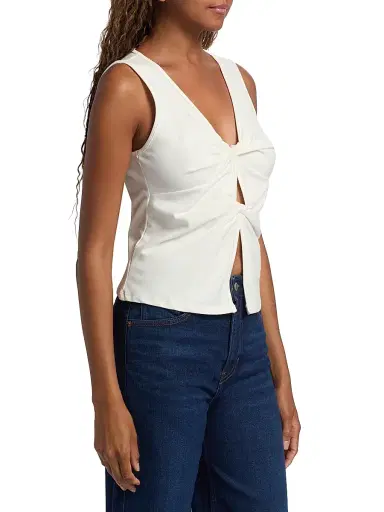 Reformation Women's Tefi Sleeveless Stretch-Cotton Top - Fior Di Latte | Thumbnail 4 Reformation Women's Tefi Sleeveless Stretch-Cotton Top - Fior Di Latte | Thumbnail 4