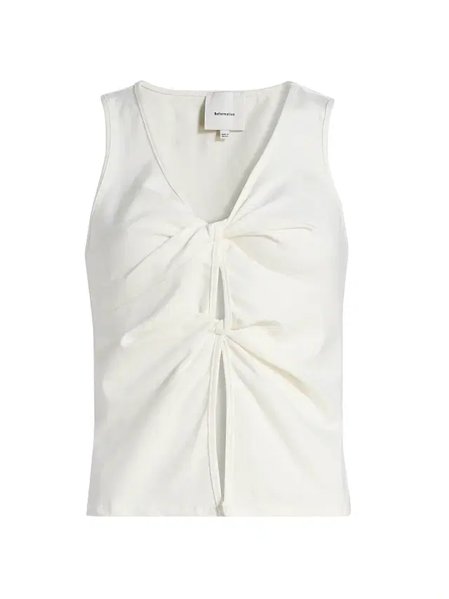 Women's Tefi Sleeveless Stretch-Cotton Top - Fior Di Latte
