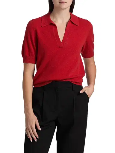 Reformation Women's Louise Cashmere Polo Sweater - Sundried Tomato - Size Small | Thumbnail 3 Reformation Women's Louise Cashmere Polo Sweater - Sundried Tomato - Size Small | Thumbnail 3