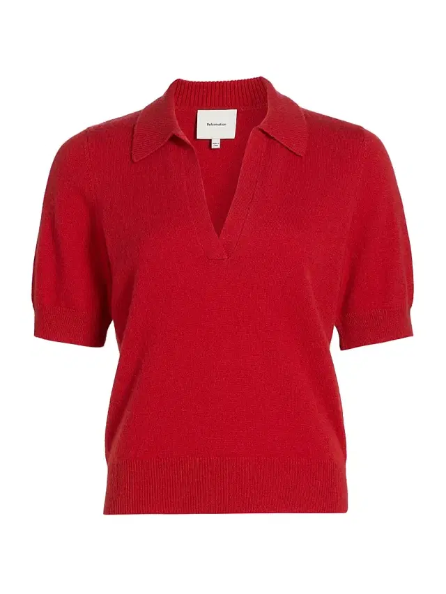 Reformation Women's Louise Cashmere Polo Sweater - Sundried Tomato