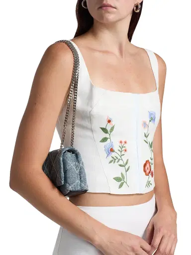 Reformation Women's Juliet Floral Embroidered Linen Top - White - Size 8 | Thumbnail 6 Reformation Women's Juliet Floral Embroidered Linen Top - White - Size 8 | Thumbnail 6