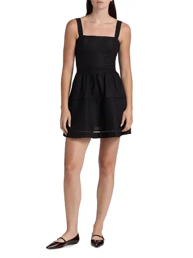 Reformation Women's Everett Linen Sleeveless Minidress - Black - Size 12 | Thumbnail 2