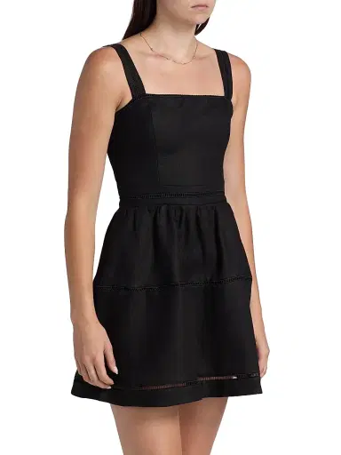 Reformation Women's Everett Linen Sleeveless Minidress - Black - Size 12 | Thumbnail 4