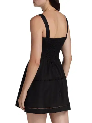 Reformation Women's Everett Linen Sleeveless Minidress - Black - Size 12 | Thumbnail 5