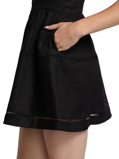 Reformation Women's Everett Linen Sleeveless Minidress - Black - Size 12 | Thumbnail 6