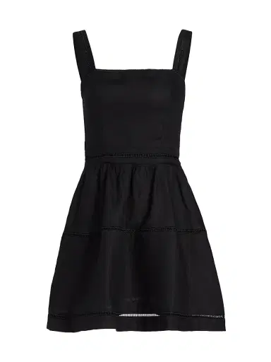 Reformation Women's Everett Linen Sleeveless Minidress - Black - Size 12 | Thumbnail 1