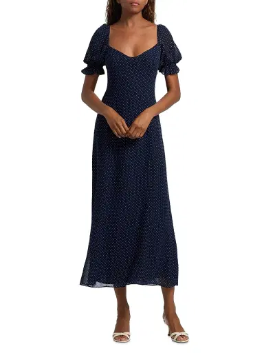Reformation Women's Gloria Polka Dot Midi-Dress | Thumbnail 2 Reformation Women's Gloria Polka Dot Midi-Dress | Thumbnail 2