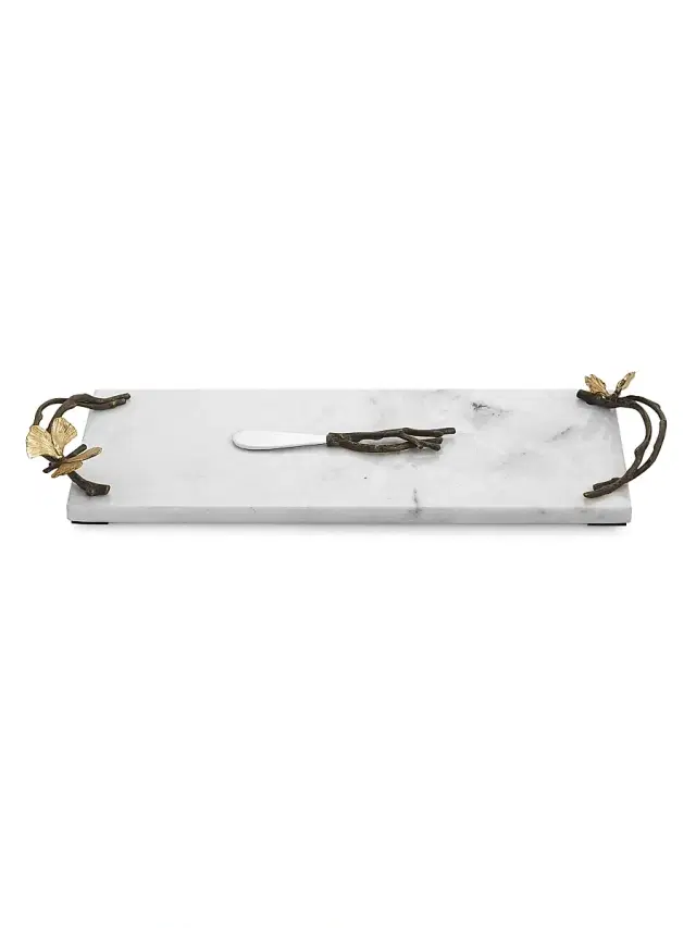 Michael Aram Butterfly Ginkgo Two-Piece Cheese Board & Knife Set