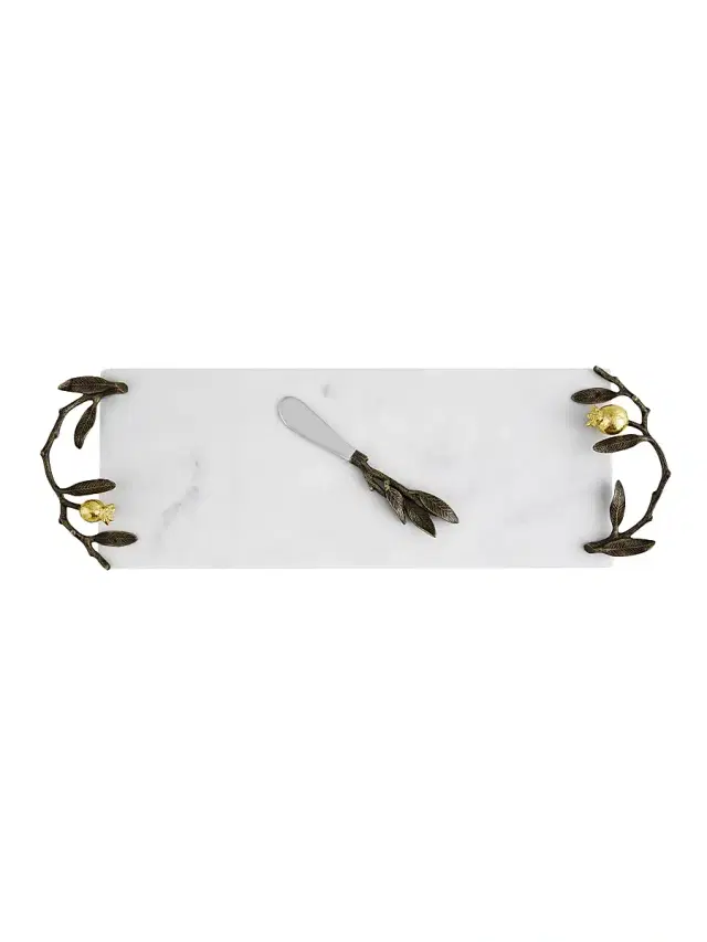 Michael Aram Pomegranate Long Marble Cheese Board & Knife Set
