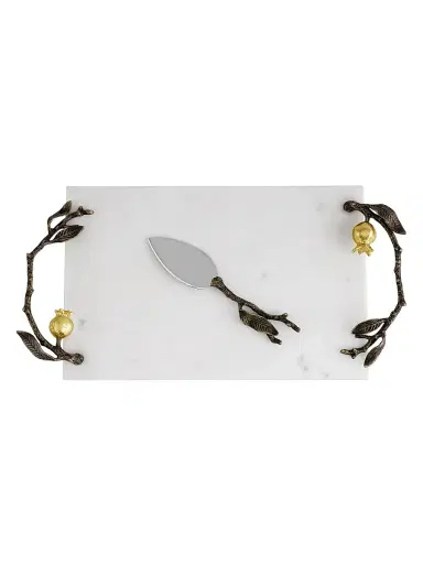 Michael Aram Pomegranate Small Marble Cheese Board & Knife Set | Thumbnail 1 Michael Aram Pomegranate Small Marble Cheese Board & Knife Set | Thumbnail 1