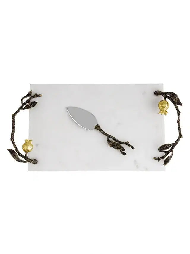 Michael Aram Pomegranate Small Marble Cheese Board & Knife Set