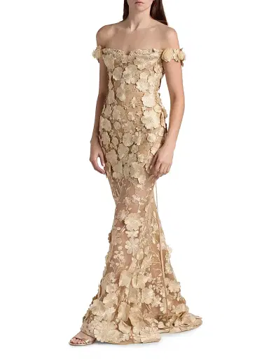 Bronx and Banco Women's Jasmine Off-The-Shoulder Corset Gown - Gold | Thumbnail 2 Bronx and Banco Women's Jasmine Off-The-Shoulder Corset Gown - Gold | Thumbnail 2