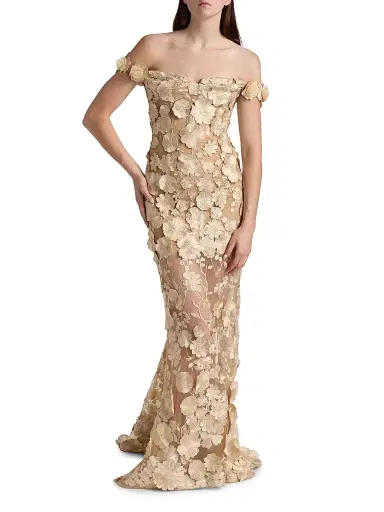 Bronx and Banco Women's Jasmine Off-The-Shoulder Corset Gown - Gold | Thumbnail 3 Bronx and Banco Women's Jasmine Off-The-Shoulder Corset Gown - Gold | Thumbnail 3