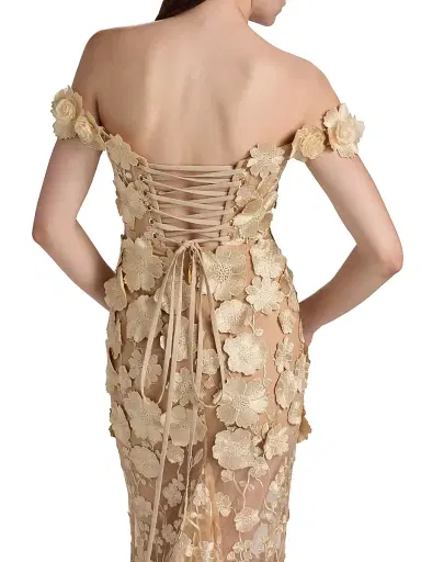 Bronx and Banco Women's Jasmine Off-The-Shoulder Corset Gown - Gold | Thumbnail 6 Bronx and Banco Women's Jasmine Off-The-Shoulder Corset Gown - Gold | Thumbnail 6