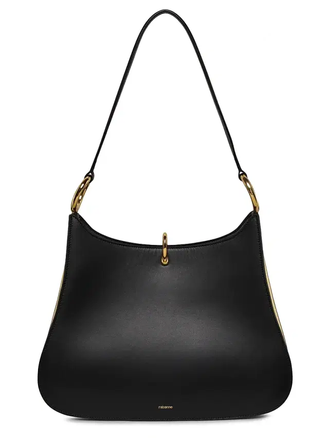 Women's  Preco Leather Shoulder Bag - Black Gold