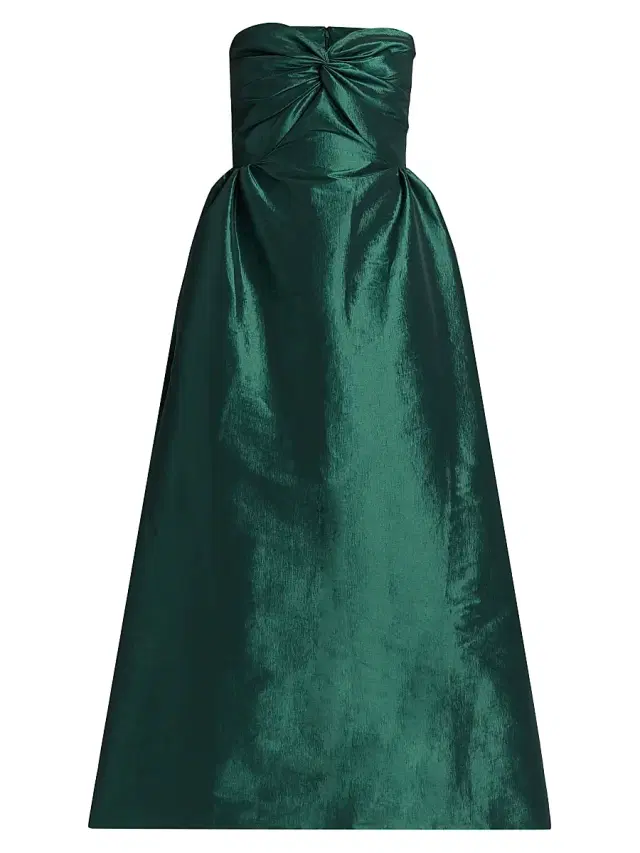 Kika Vargas Women's Rose Taffeta Strapless Midi-Dress - Pine