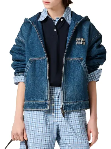 Miu Miu Women's Denim Hoodie Jacket - Blue - Size 6 | Thumbnail 2 Miu Miu Women's Denim Hoodie Jacket - Blue - Size 6 | Thumbnail 2