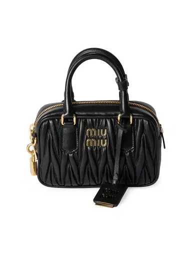 Miu Miu Women's Arcadie Matelassé Nappa Leather Bag - Black | Thumbnail 1 Miu Miu Women's Arcadie Matelassé Nappa Leather Bag - Black | Thumbnail 1