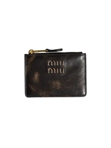 Miu Miu Women's Nappa Leather Card Holder - Brown | Thumbnail 1