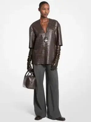 Michael Kors Collection Kasia Medium Crocodile Embossed Leather Satchel | Thumbnail 5 Michael Kors Collection Kasia Medium Crocodile Embossed Leather Satchel | Thumbnail 5
