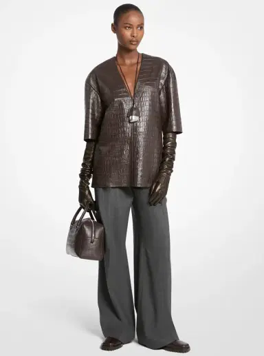 Michael Kors Collection Kasia Medium Crocodile Embossed Leather Satchel | Thumbnail 10 Michael Kors Collection Kasia Medium Crocodile Embossed Leather Satchel | Thumbnail 10
