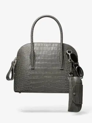 Michael Kors Collection Kaitlin Medium Crocodile Embossed Leather Dome Satchel | Thumbnail 3 Michael Kors Collection Kaitlin Medium Crocodile Embossed Leather Dome Satchel | Thumbnail 3