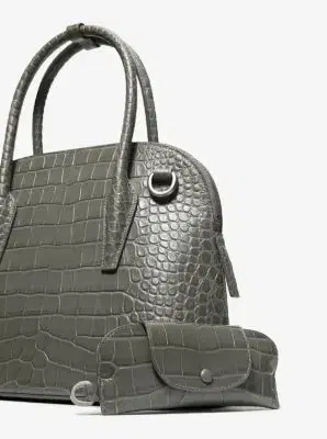 Michael Kors Collection Kaitlin Medium Crocodile Embossed Leather Dome Satchel | Thumbnail 4 Michael Kors Collection Kaitlin Medium Crocodile Embossed Leather Dome Satchel | Thumbnail 4