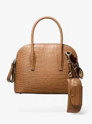 Michael Kors Collection Kaitlin Medium Crocodile Embossed Leather Dome Satchel | Thumbnail 7 Michael Kors Collection Kaitlin Medium Crocodile Embossed Leather Dome Satchel | Thumbnail 7