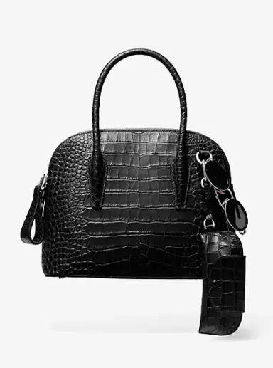 Michael Kors Collection Kaitlin Medium Crocodile Embossed Leather Dome Satchel | Thumbnail 9 Michael Kors Collection Kaitlin Medium Crocodile Embossed Leather Dome Satchel | Thumbnail 9