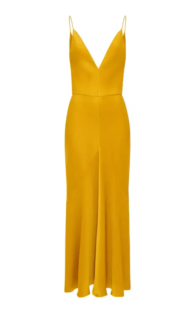 Brigita V-Neck Silk Maxi Dress