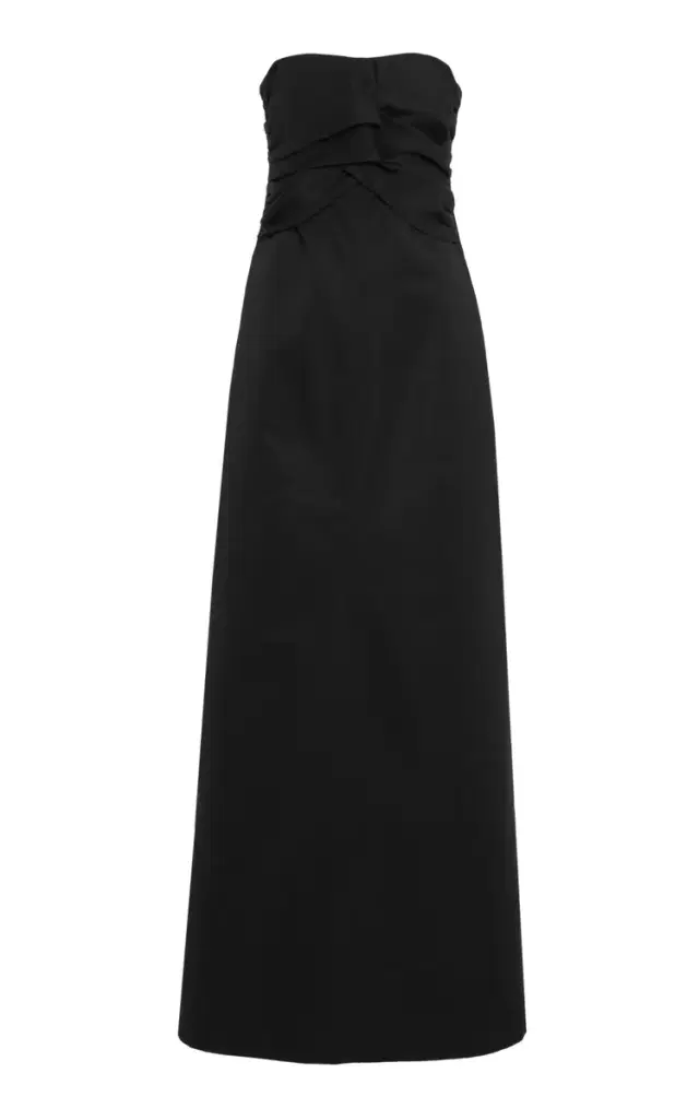 Ruched Cotton-Silk Maxi Dress