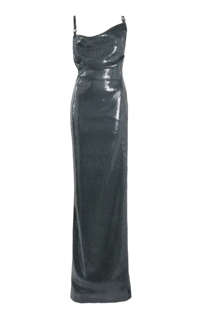 Ruched Sequin-Embellished Gown