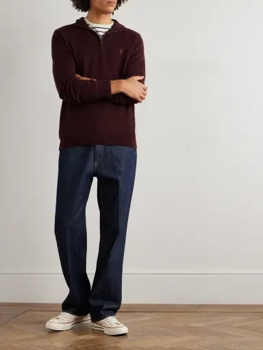 Polo Ralph Lauren Logo-Embroidered Wool Half-Zip Sweater - Men | Thumbnail 2 Polo Ralph Lauren Logo-Embroidered Wool Half-Zip Sweater - Men | Thumbnail 2