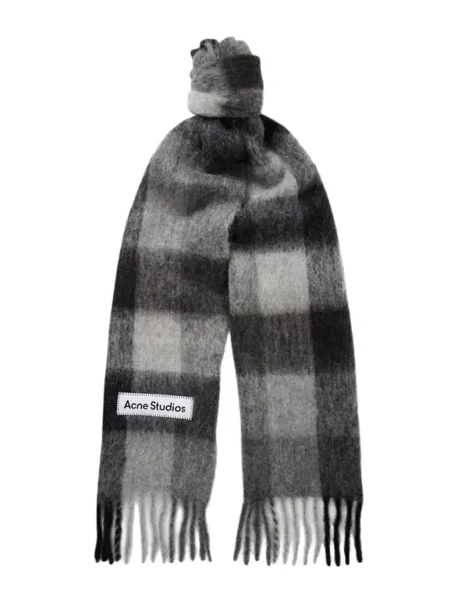 Fringed Checked Knitted Scarf - Men