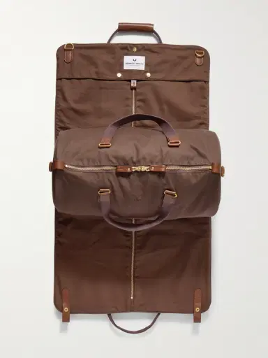 Bennett Winch Logo-Embroidered Leather-Trimmed Cotton-Twill Suit Carrier and Holdall - Men | Thumbnail 5