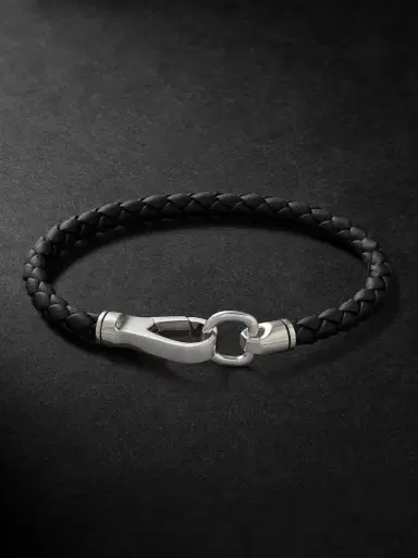 John Hardy Braided Leather and Sterling Silver Bracelet - Men | Thumbnail 1