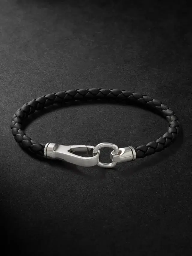 John Hardy Braided Leather and Sterling Silver Bracelet - Men
