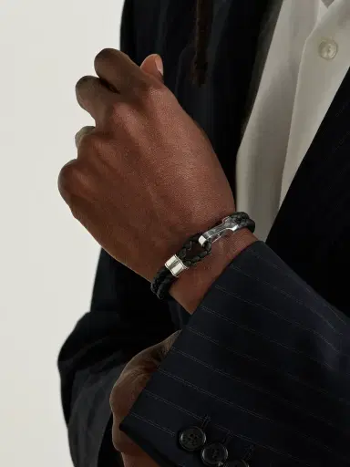 John Hardy Braided Leather and Sterling Silver Bracelet - Men | Thumbnail 2
