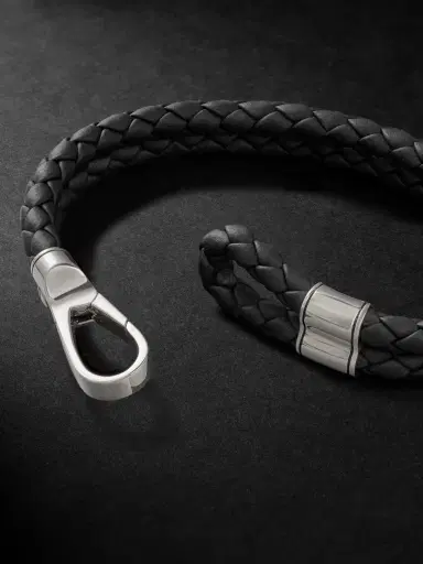 John Hardy Braided Leather and Sterling Silver Bracelet - Men | Thumbnail 3