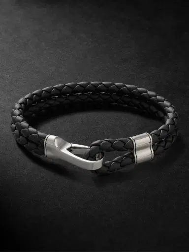 John Hardy Braided Leather and Sterling Silver Bracelet - Men | Thumbnail 1