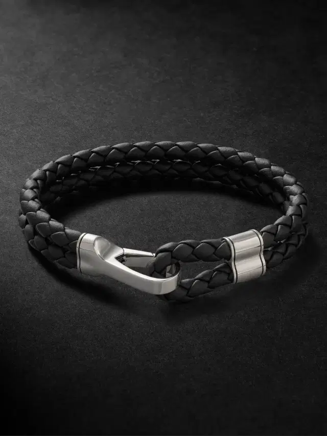John Hardy Braided Leather and Sterling Silver Bracelet - Men