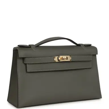 HERMÈS Hermes Special Order (HSS) Kelly Pochette Gris Meyer Verso Swift Permabrass Hardware | Thumbnail 2 HERMÈS Hermes Special Order (HSS) Kelly Pochette Gris Meyer Verso Swift Permabrass Hardware | Thumbnail 2