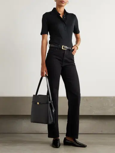Giuliva Heritage The Daphne Ribbed Modal And Silk-blend Jersey Polo Shirt | Thumbnail 2