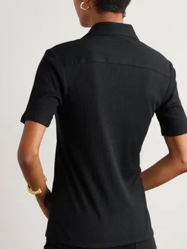 Giuliva Heritage The Daphne Ribbed Modal And Silk-blend Jersey Polo Shirt | Thumbnail 4