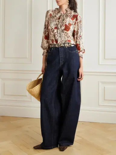Ulla Johnson Catroux Pussy-bow Floral-print Silk-satin Blouse | Thumbnail 2