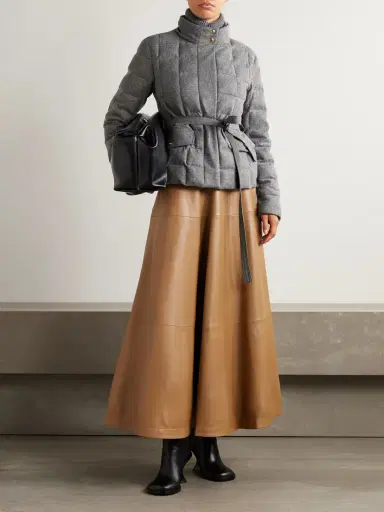 Moncler Bussettes Belted Quilted Padded Flannel Down Jacket | Thumbnail 2
