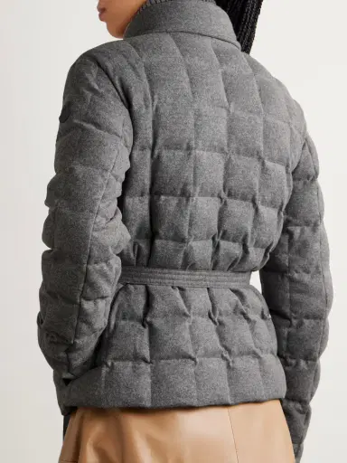 Moncler Bussettes Belted Quilted Padded Flannel Down Jacket | Thumbnail 3
